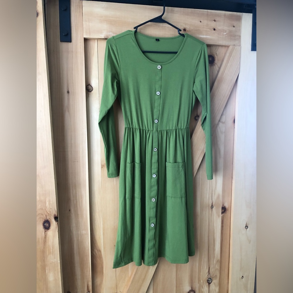 Long sleeve faux button dress
